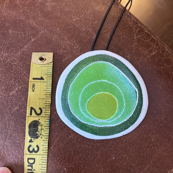 Artisan-made signed pendant/brooch. Dreamy green circles. Vintage 70s! - Picture 2 of 8